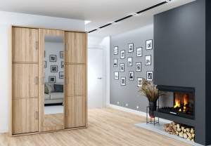 Szafa garderoba z lustrem dąb sonoma SLIM 150 cm 
