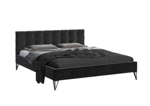Łóżko do sypialni w stylu loft FELICO pikowany zagłówek