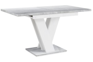 Stół rozkładany 120 cm - 160 cm biały połysk - beton  VISA DUO