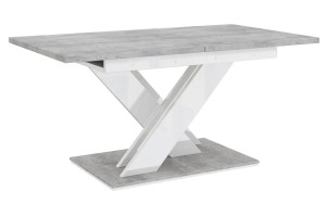 Stół rozkładany 140 - 180 cm beton - biały połysk BONX DUO