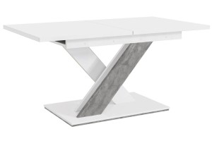 Stół do salonu rozkładany 140 - 180 cm biały mat - beton  BONX DUO