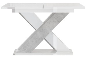 Stół rozkładany 120 - 160 cm biały połysk-beton KAO