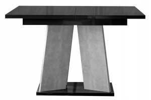 Stół rozkładany 120-160 cm czarny połysk-beton  MUFI  