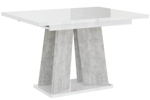 Stół rozkładany 120-160 cm biały połysk-beton  MUFI 