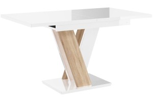 Stół rozkładany 120 cm - 160 cm biały połysk - sonoma VISA WOOD