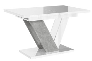Stół z funkcją rozkładania 120-160 cm biały połysk/beton DUBI 