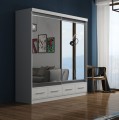 Szafa przesuwna MARKO 200 cm Biały/Lustro + Szary Lacobel