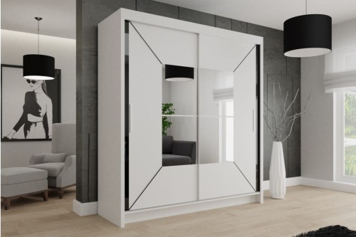 Szafa NIKO 180 Biały / Czarny Lacobel