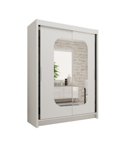 Szafa przesuwna ARIKA 180 Biały/Czarny Lacobel