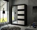 Szafa LOTUS 150 Czarno - Biała/Czarne szkło + lustro