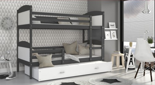 Szare / Białe Wstawki Mateo 3, łóżko piętrowe, duża rodzinna, pokój dziecięcy
