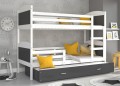 Biel  / Szare Wstawki, Mateo 3 200x90. Łóżko piętrowe, duże rodzinny, pokój dziecięcy