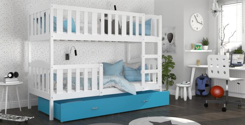Biel / Błękitna Szuflada, Łóżko piętrowe KRZYŚ 200x90, Pokój dziecięcy
