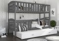 Szary / Biała Szuflada / Łóżko piętrowe Krzyś 3 200x90, pokój dziecięcy