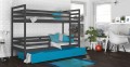 Szare / Błękitna Szuflada, Łóżko piętrowe Jarek 160x80, Pokój dziecięcy