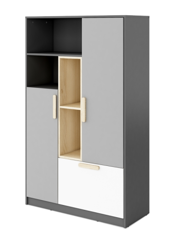 Komoda młodzieżowa szara z półkami POK