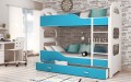 Biel / Niebieskie Wstawki, Łóżko Piętrowe Domino 160x80, Pokój Dziecięcy