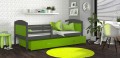 Łóżko Parterowe MATEO P 160x80, Szary / Zielone Wstawki, Pokój Dziecięcy