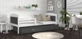 Łóżko Parterowe MATEO P 160x80, Biel / Szare Wstawki, Pokój Dziecięcy
