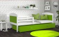 Łóżko Parterowe MATEO P 190x80, Biel / Zielone Wstawki, Pokój Dziecięcy