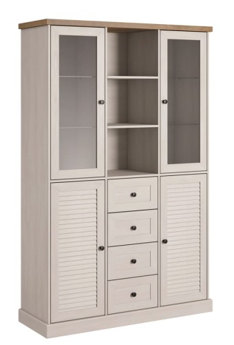 podwójna witryna SOTO szklane półki z opcją led z półkami z szafkami przeszklona