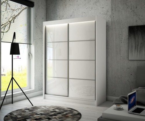 Szafa ze szprosami TIPI III biały/białe szkło