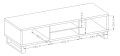 Wymiary szafki RTV HALLE II z drzwiczkami uchylnymi oraz 2 półki otwarte