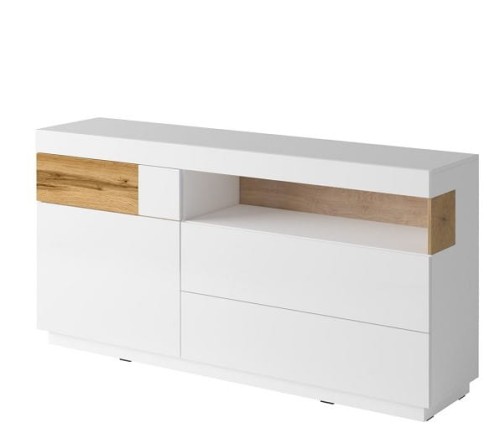 Komoda Silke V Biały Połysk / Dąb Wotan