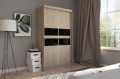 Finez 150 cm w kolorze Dąb Sonoma z czarnym Szkłem Lacobel na frontach