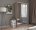 Szafa DEBI 150 cm w lustrami na frontach przesuwnych korpus w kolorze dąb sonoma