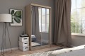 Szafa 150 cm do sypialni w kolorze dąb sonoma z dwoma lustrami na frontach przesuwnych