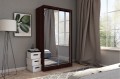 Szafa Debi 150 cm w kolorze wengowym, do salonu z dwoma dużymi lustrami