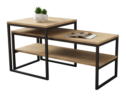Stolik kawowy 2w1 w stylu loft TOMEN II Dąb Lancelot/Czarny