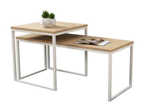 Stolik kawowy 2w1 w stylu loft TOMEN Dąb Lancelot/Biały