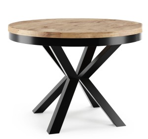 Stół rozkładany 120-196 cm / 100-176 cm okrągły na metalowych nogach loft NORVIX 