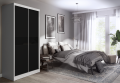 Szafa Tiana 150 cm Biały Mat /Czarny Mat + Czarne Szkło Lacobel