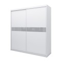 Szafa Tiana 200 Biały Mat / Biały Mat + Szare Szkło Lacobel