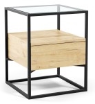 [ARCHIWUM]Stolik nocny ze szklanym blatem 40cm loft BOX S   