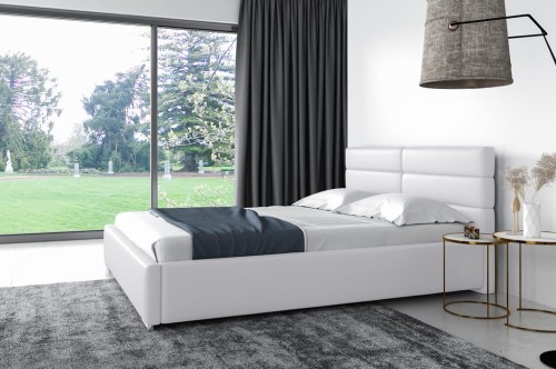 Łóżko tapicerowane z zagłówkiem do sypialni lorian madryt 120.