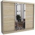 Szafa trzydrzwiowa z jednym lustrem JERY 250cm dąb sonoma