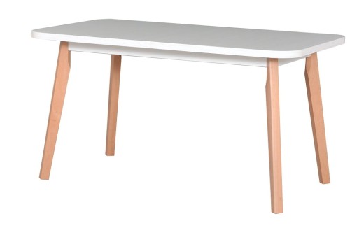 Stół rozkładany OLSO 6 styl skandynawski blat biały nogi buk naturalny