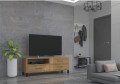 Przykładowa aranżacja szafki pod telewizor REMI 3S w odcieniu Dąb Artisan.