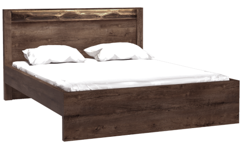 Łóżko dwuosobowe w stylu boho INDIANAPOLIS I 19 JESION CIEMNY