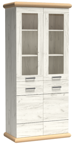 Witryna dwudrzwiowa z szufladami 87 cm KORA K3  KRAFT BIAŁY/KRAFT ZŁOTY
