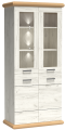 Witryna stojąca przeszklona KORA K3 -  KRAFT BIAŁY/ZŁOTY+LED.