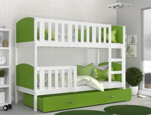 Aranżacja RAMI 160x80 Biała / Zielone Wstawki