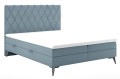 Łóżko kontynentalne typu boxspring z wezgłowiem przeszywanym szczypanką na kształt rombów NILO.