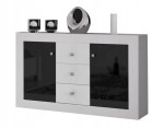 [ARCHIWUM] Komoda do salonu biały mat czarny połysk 140 cm ROMERA