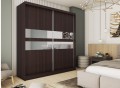 Szafa dwudrzwiowa , przesuwna ze szkłem Lacobel FINEZ 200 cm -  wenge + lustro.