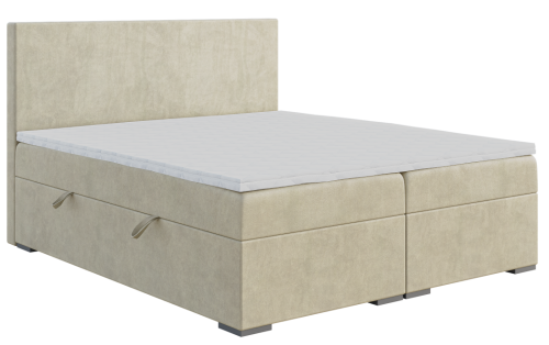Duże łóżko typu boxspring bez przeszywanego zagłówka z pojemnikami na pościel  LIMO Magic Velvet 2201.